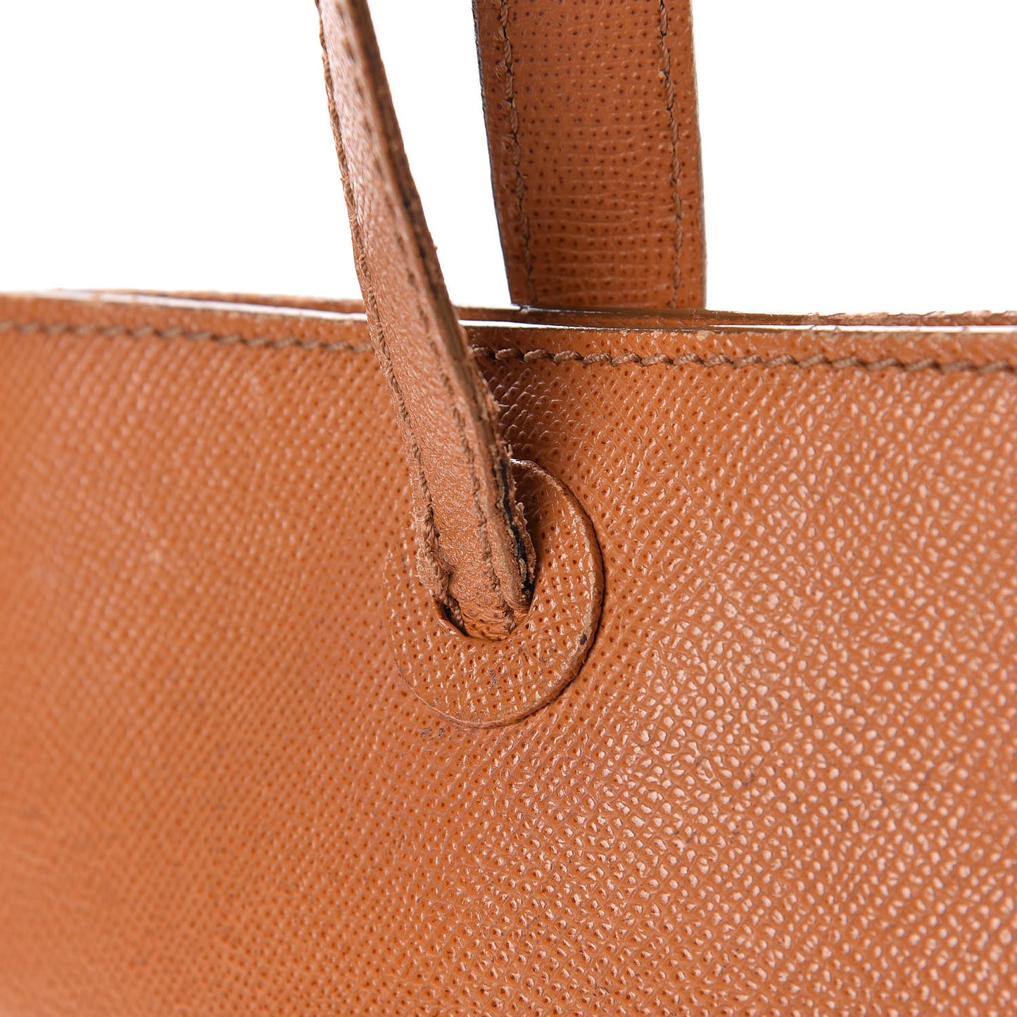 Grained Calfskin Logo Tote Brown
