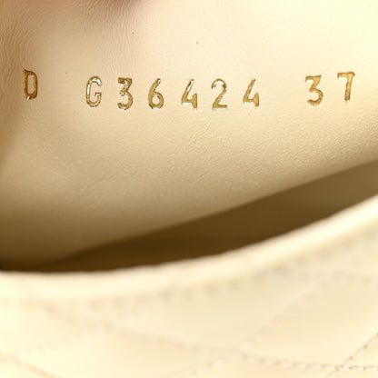 Chanel Shiny Calfskin Quilted Lace Up Combat Boots 37 Ivory Black 9 of 9