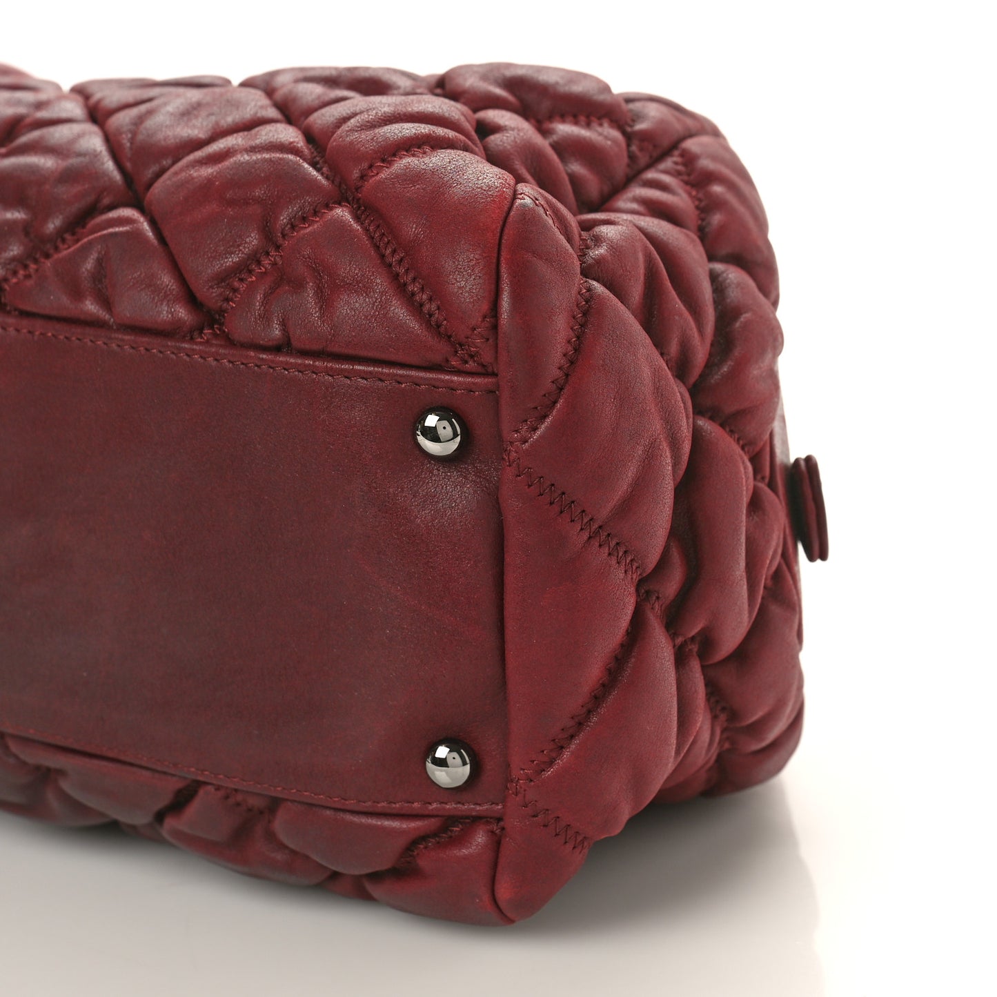 Calfskin Bubble Quilt Bowler Bordeaux
