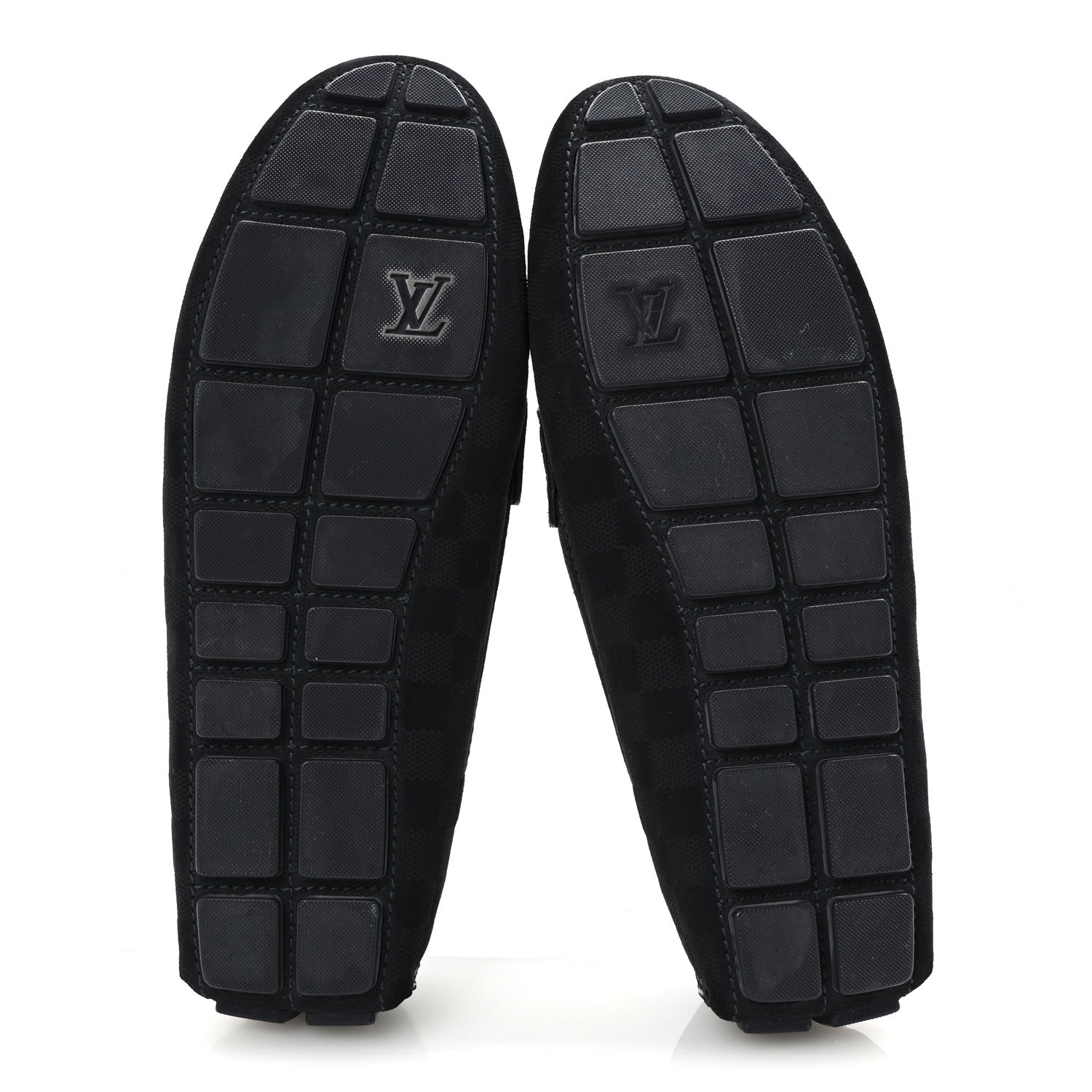 Louis Vuitton Suede Damier Mens Monte Carlo Moccasin Loafers 10.5 Navy 6 of 9