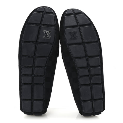 Louis Vuitton Suede Damier Mens Monte Carlo Moccasin Loafers 10.5 Navy 6 of 9