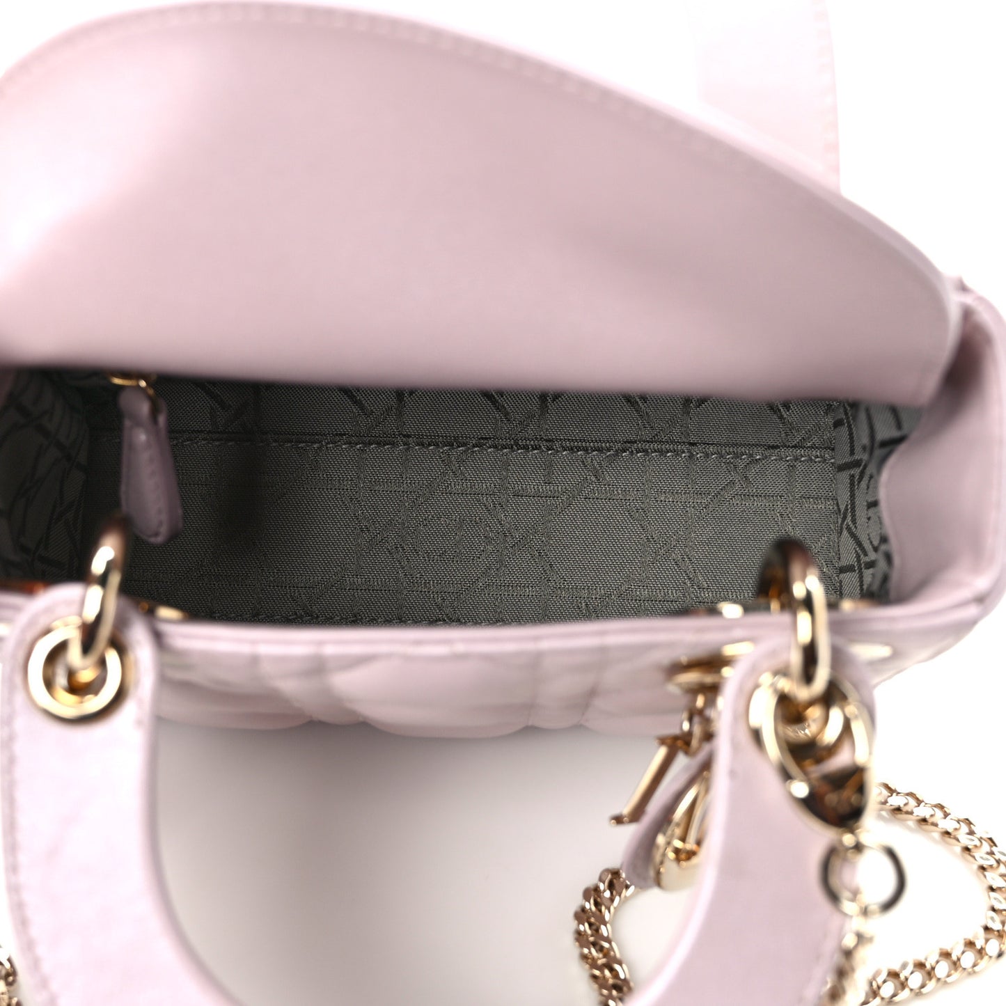 Metallic Lambskin Cannage Mini Lady Dior Lotus