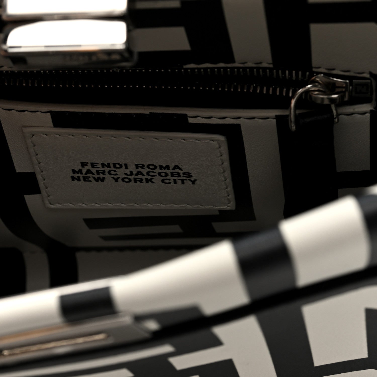 Fendi X MARC JACOBS Nappa Mini Peekaboo I SEE U Satchel Black White 9 of 10