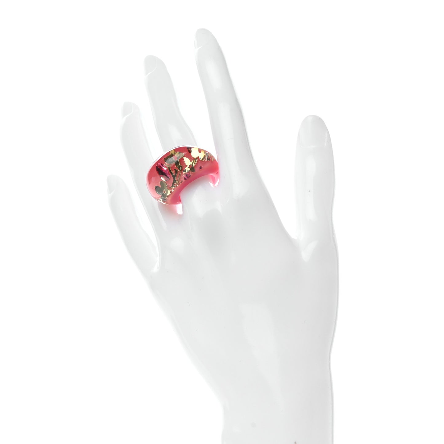 Resin Swarovski Crystal Inclusion Ring 5.75 Pomme D'Amour