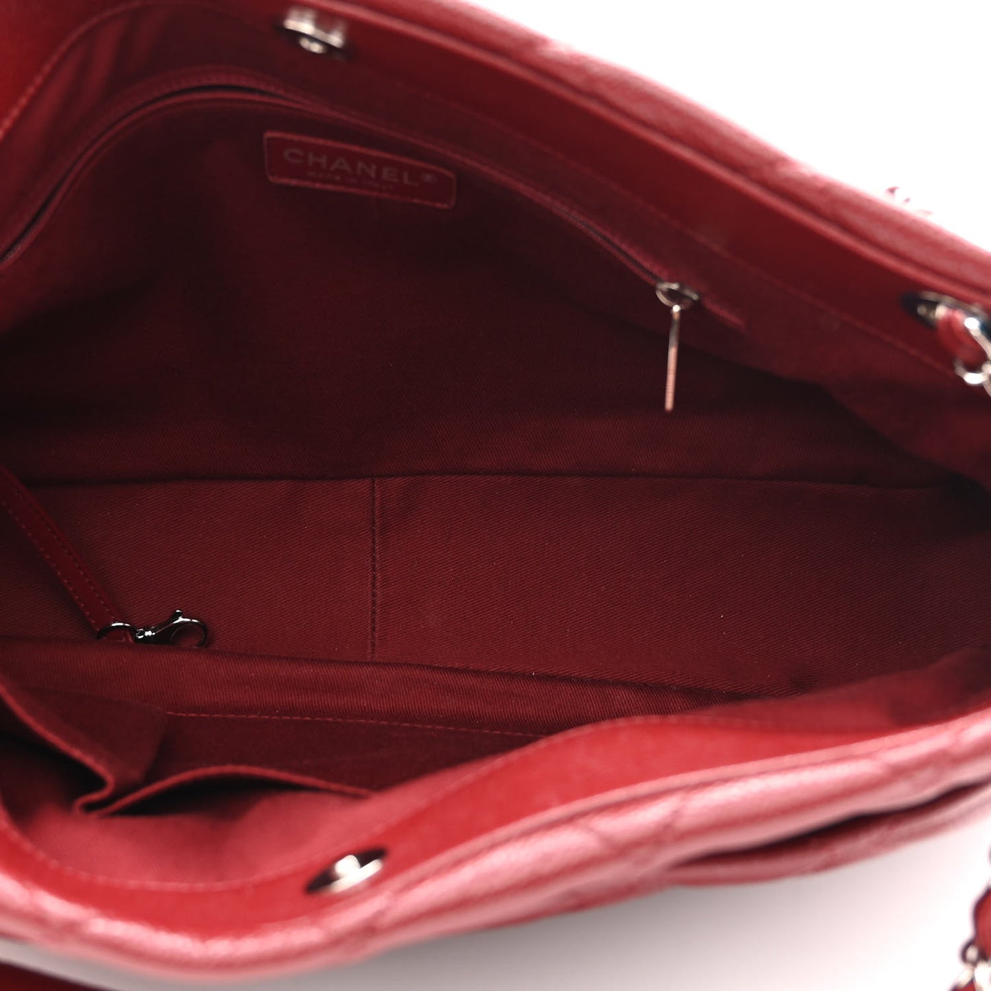 Caviar Quilted Timeless CC Soft Tote Dark Red