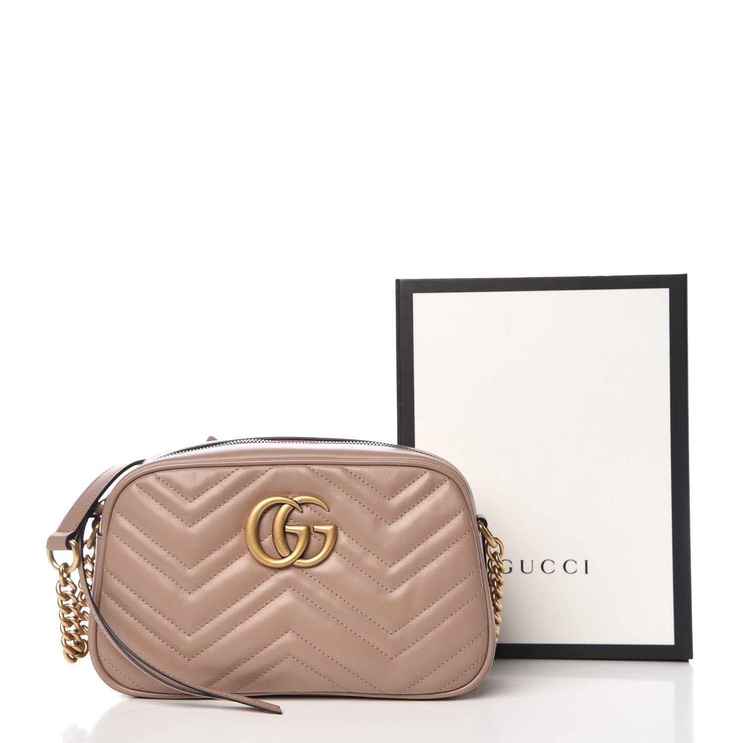 Gucci Calfskin Matelasse Small GG Marmont Chain Shoulder Bag Porcelain Rose 10 of 10