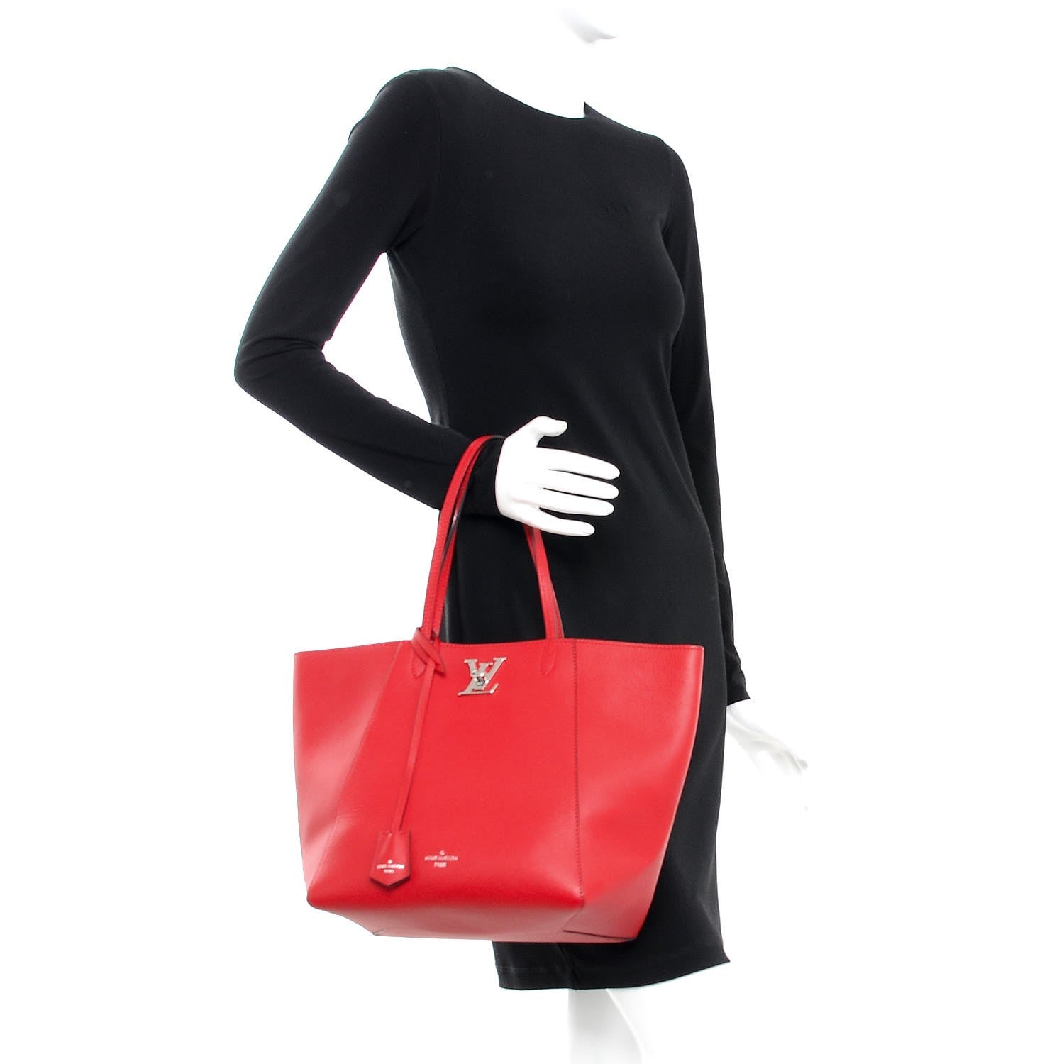 Louis Vuitton Calfskin Lockme Cabas Rubis 2 of 10