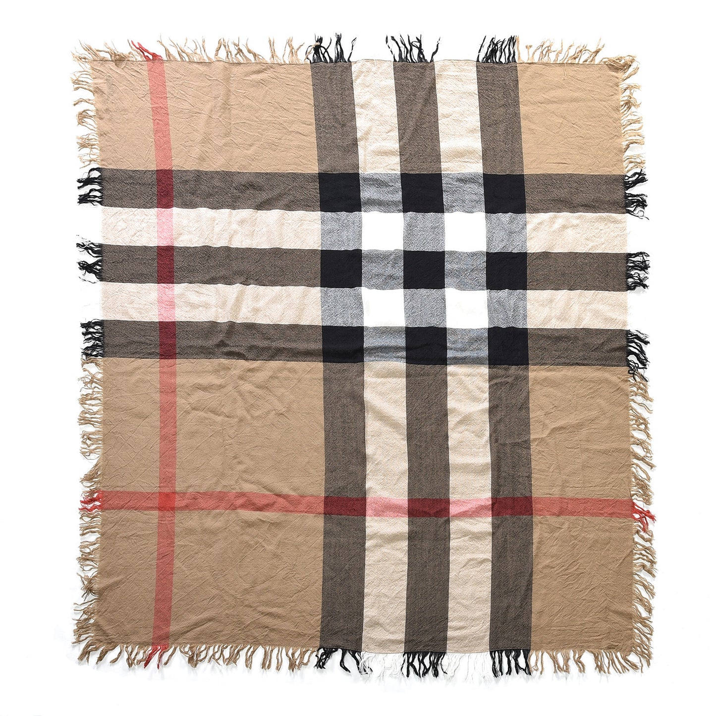 Merino Wool House Check Scarf Brown