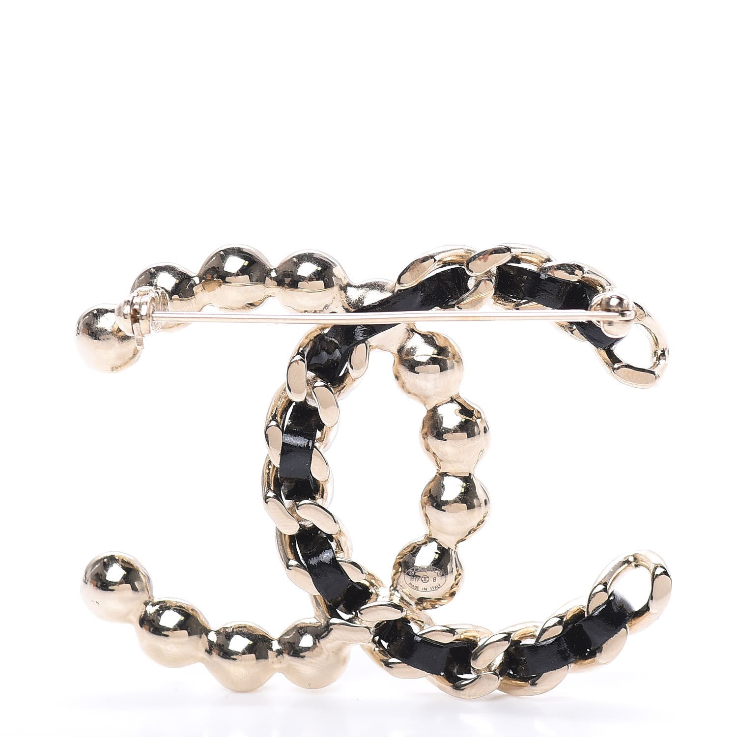Chanel Lambskin Pearl CC Chain Brooch Black Gold 3 of 5