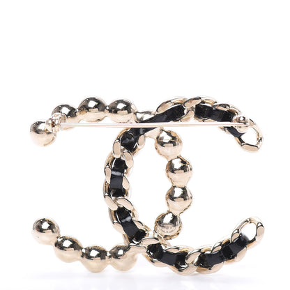 Chanel Lambskin Pearl CC Chain Brooch Black Gold 3 of 5