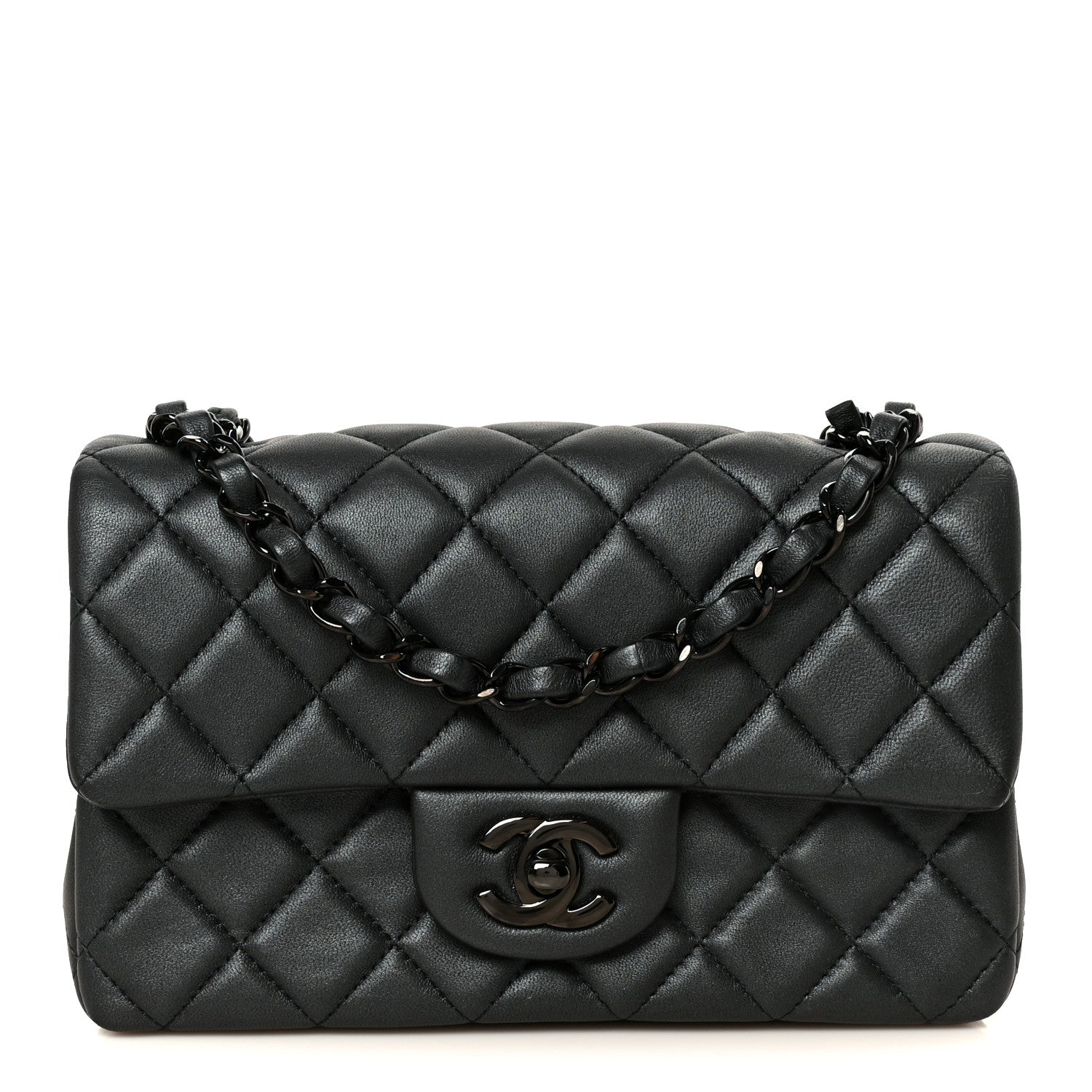 Chanel Pearly Lambskin Quilted Mini Rectangular Flap So Black 1 of 11