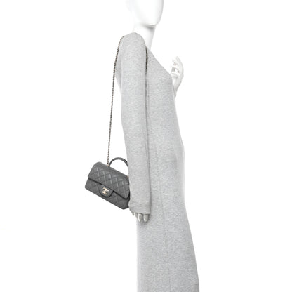 Chanel Lambskin Quilted Mini Top Handle Rectangular Flap Dark Grey 2 of 10