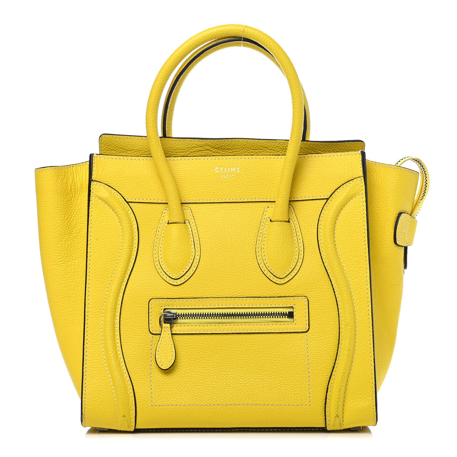 Celine Drummed Calfskin Micro Luggage Citron 1 of 10