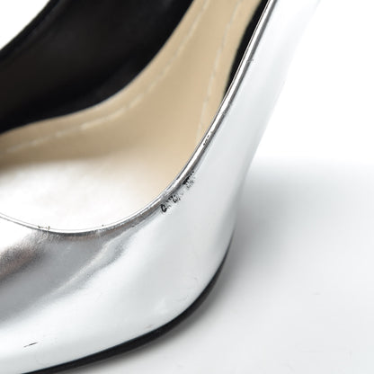 Christian Dior Mirror Finish Calfskin Suede Pumps 38 Black Silver 10 of 17