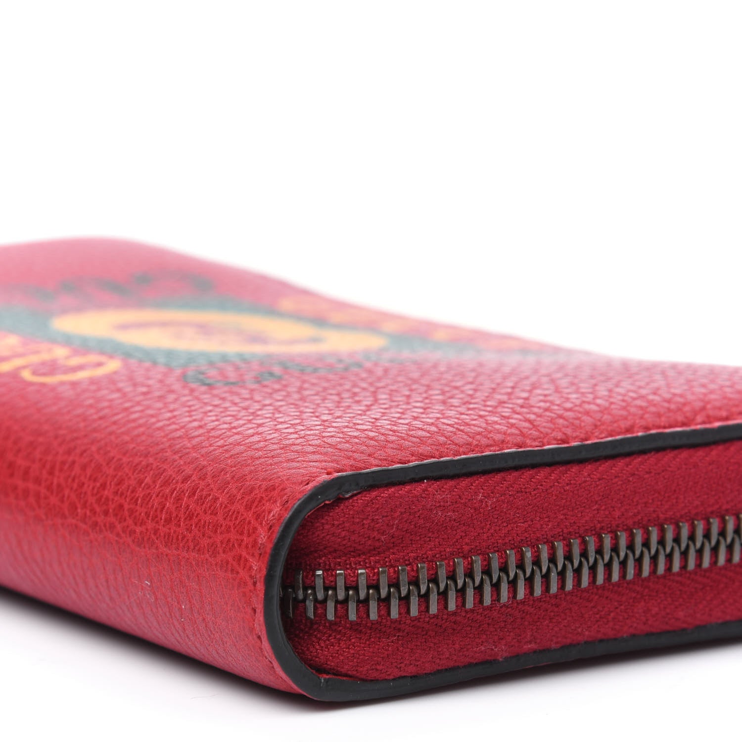 Gucci Cripto Calfskin Interlocking G Logo Zip Around Wallet Hibiscus Red Giallo Black Green Red 13 of 15