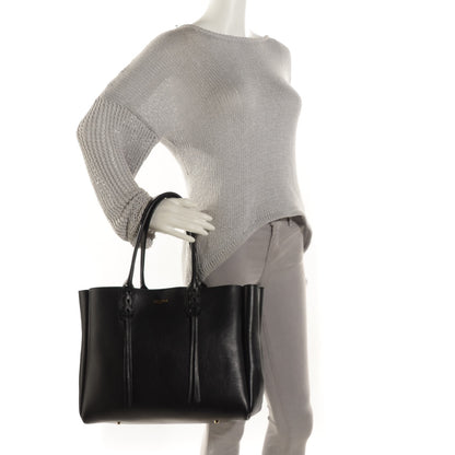Celine LANVIN Smooth Calfskin Small Fringe Shopper Tote Black 3 of 10