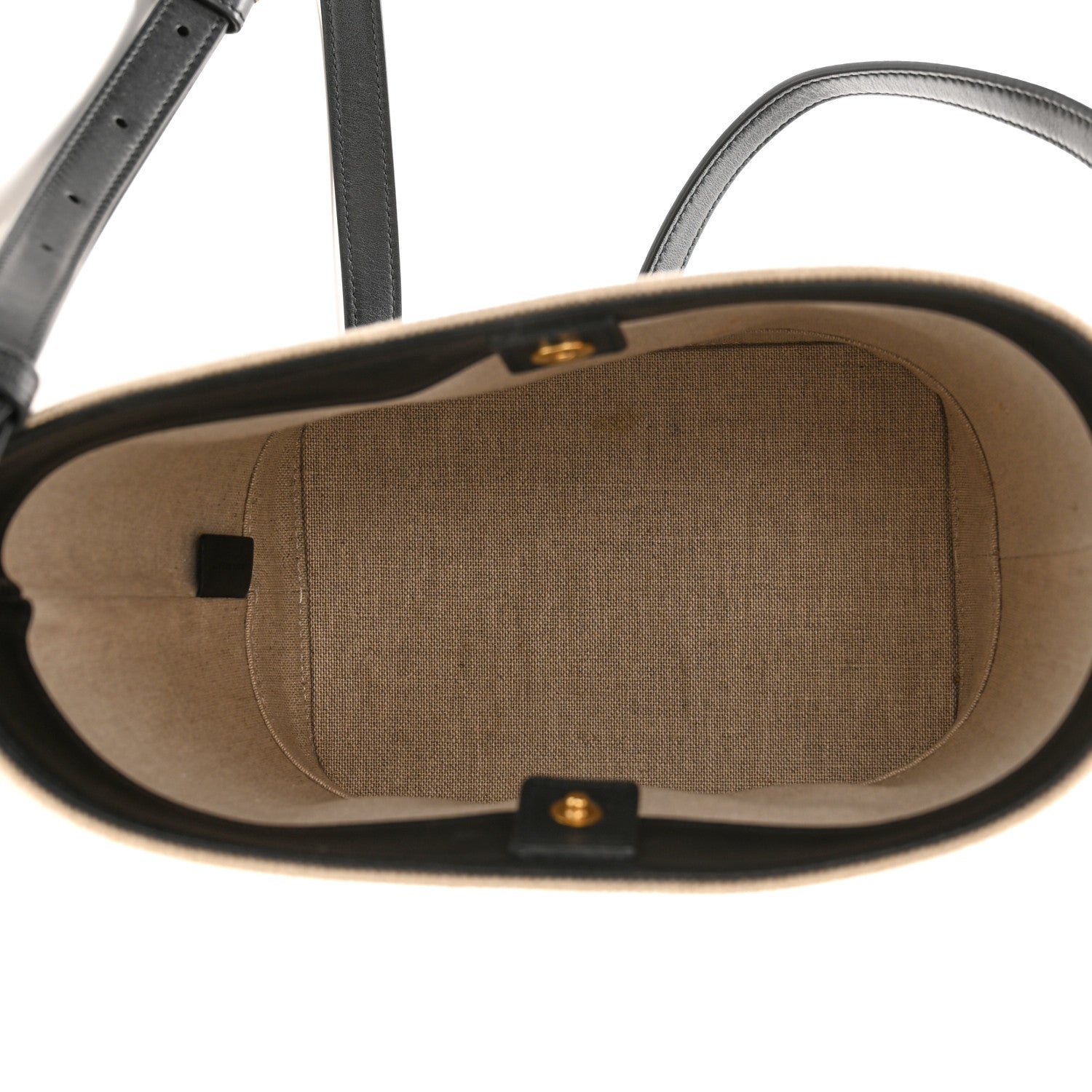 Celine Canvas Calfskin Triomphe Small Bucket Bag Vanilla Black 5 of 9