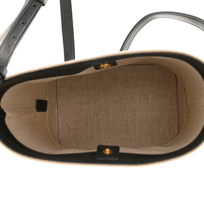 Celine Canvas Calfskin Triomphe Small Bucket Bag Vanilla Black 5 of 9