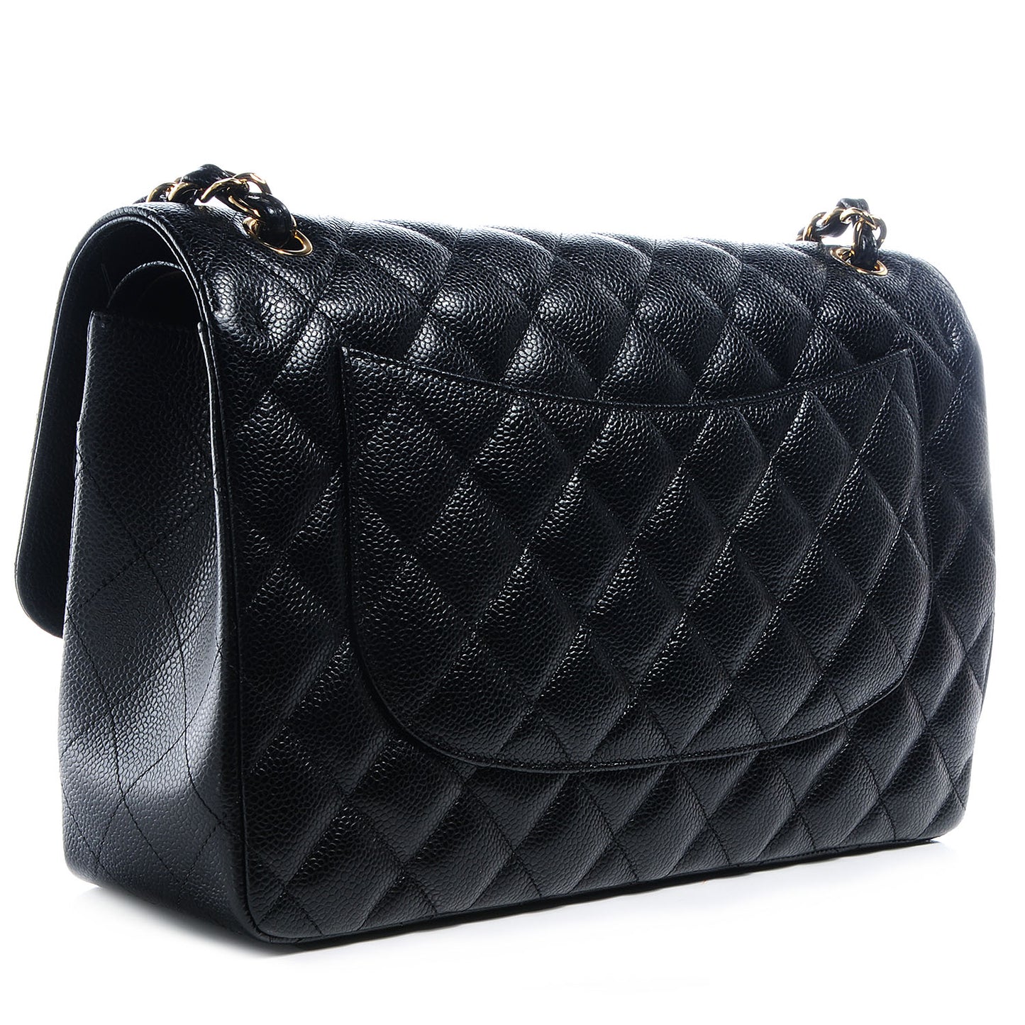 Caviar Quilted Jumbo Double Flap Black