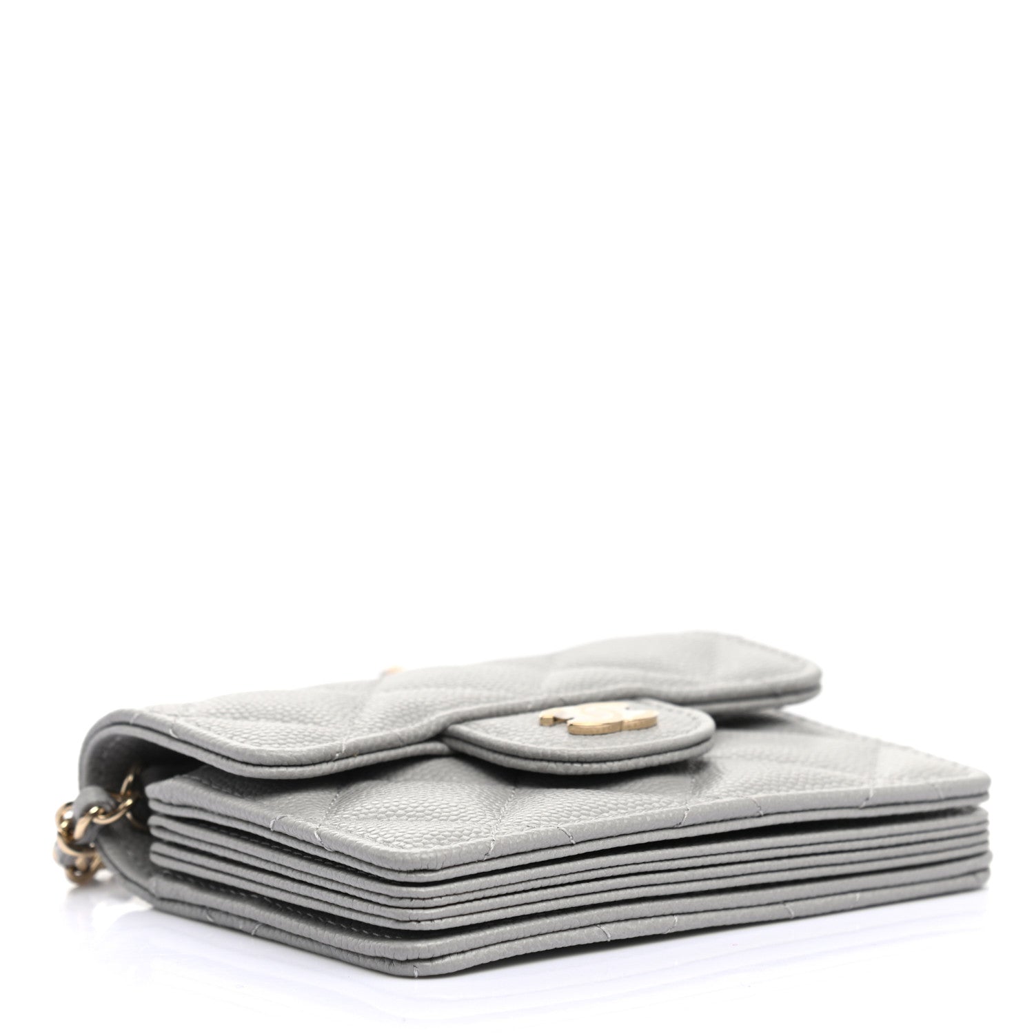 Chanel Caviar Quilted Flap Card Holder On Chain Grey 4 of 8