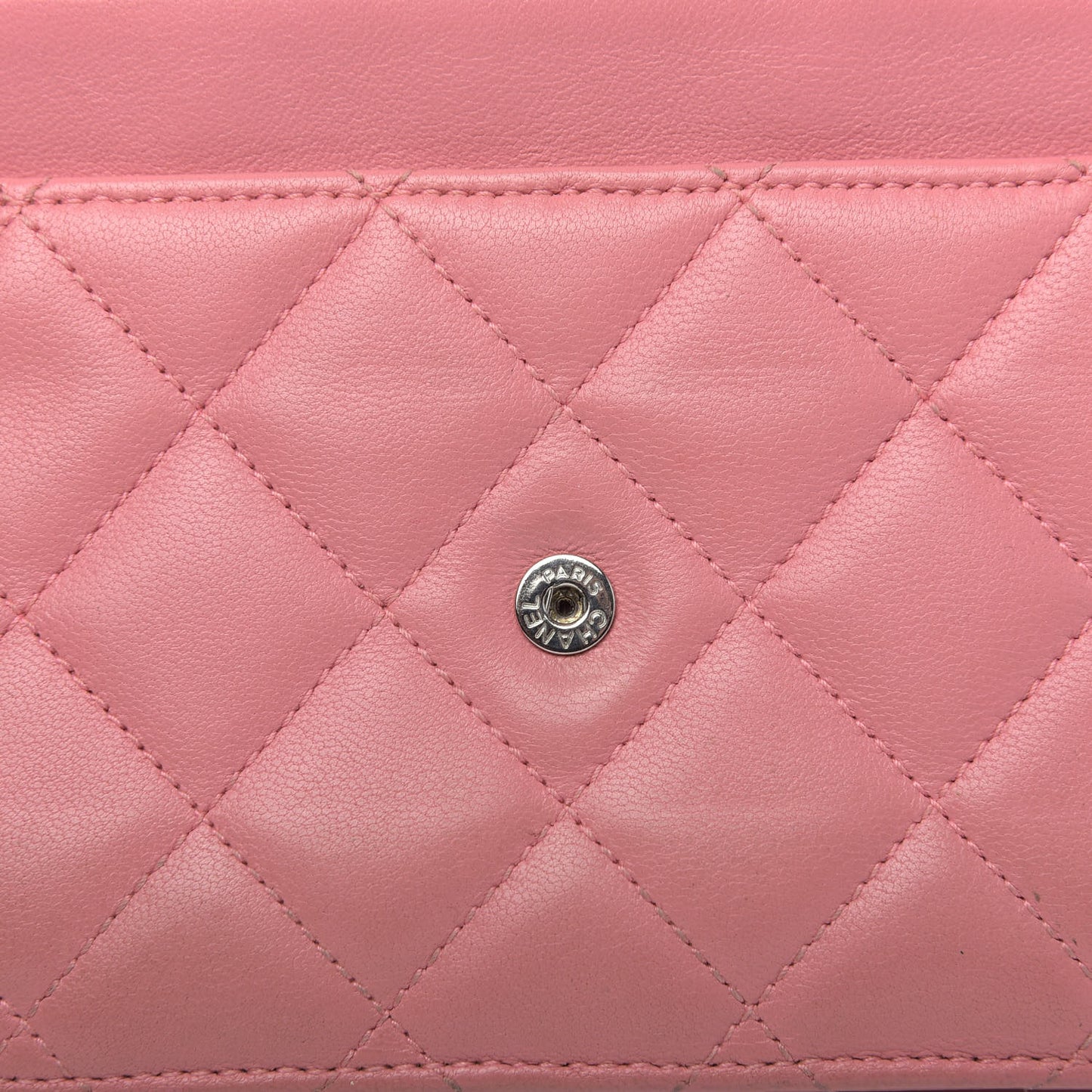 Lambskin Quilted Wallet On Chain WOC Pink