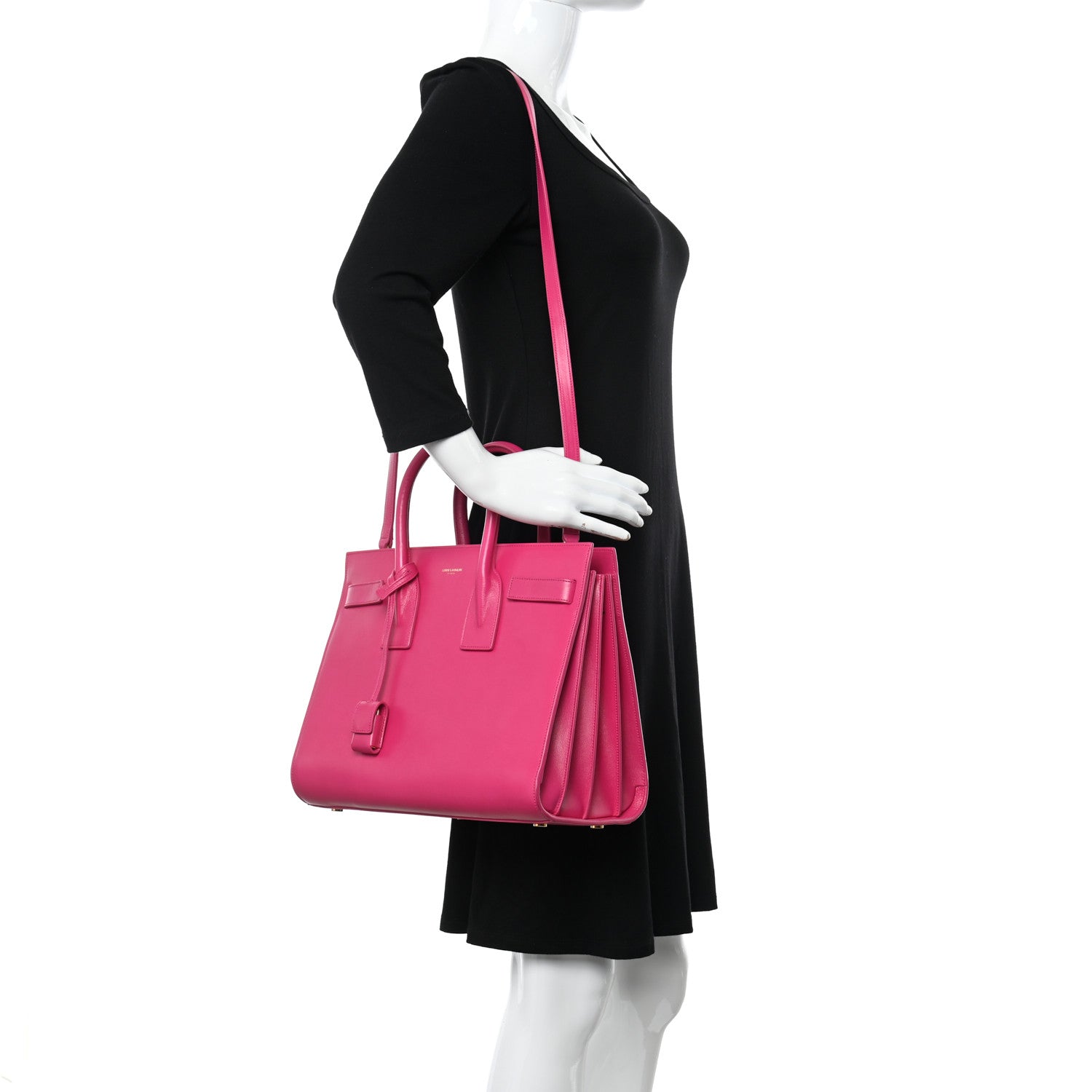 Saint Laurent Calfskin Small Sac De Jour Lipstick Fuchsia 2 of 11