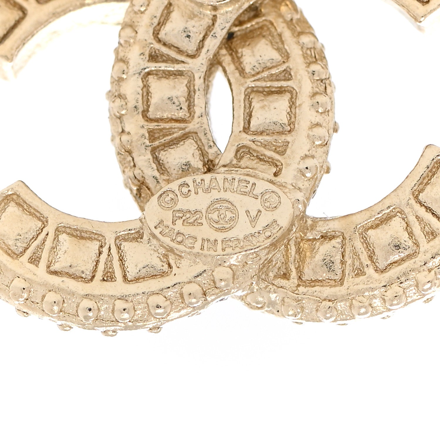 Chanel Crystal Timeless CC Earrings Light Gold 3 of 5