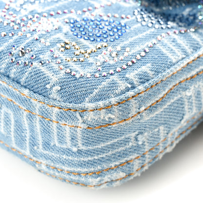 Fendi Denim Alligator Crystal Baguette Blue 8 of 8