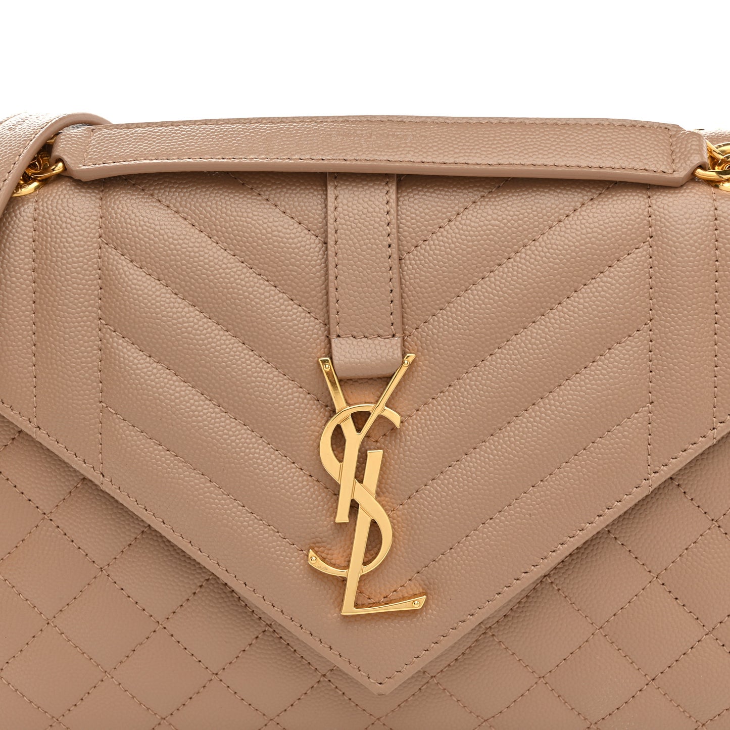 Grain De Poudre Textured Mixed Matelasse Medium Triquilt Monogram Satchel Dark Latte