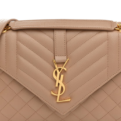 Saint Laurent Grain De Poudre Textured Mixed Matelasse Medium Triquilt Monogram Satchel Dark Latte 7 of 9
