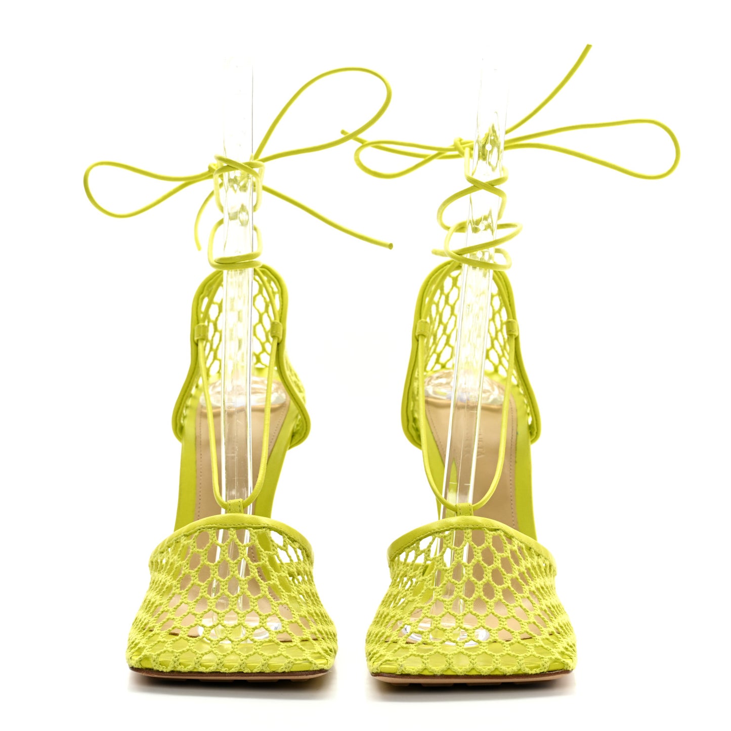 Mesh Nappa Stretch Ankle Tie Sandals 40 Kiwi