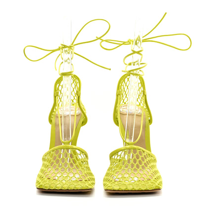 Bottega Veneta Mesh Nappa Stretch Ankle Tie Sandals 40 Kiwi 2 of 7