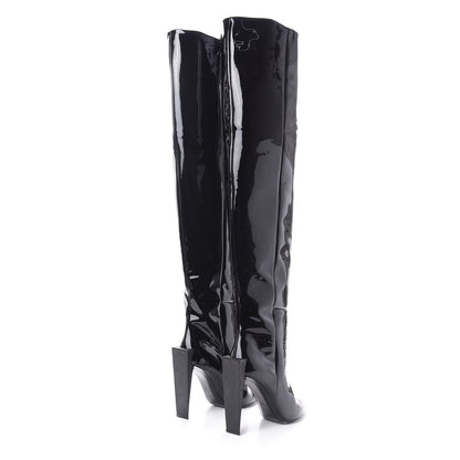 Saint Laurent Patent Over The Knee Boots 38 Black 4 of 7