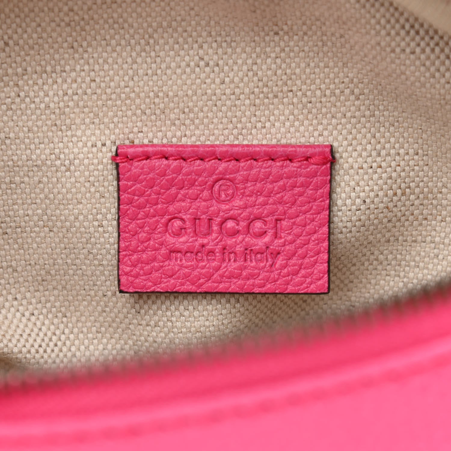 Gucci Grained Calfskin Small Logo Belt Bag Box Pink Green 6 of 10