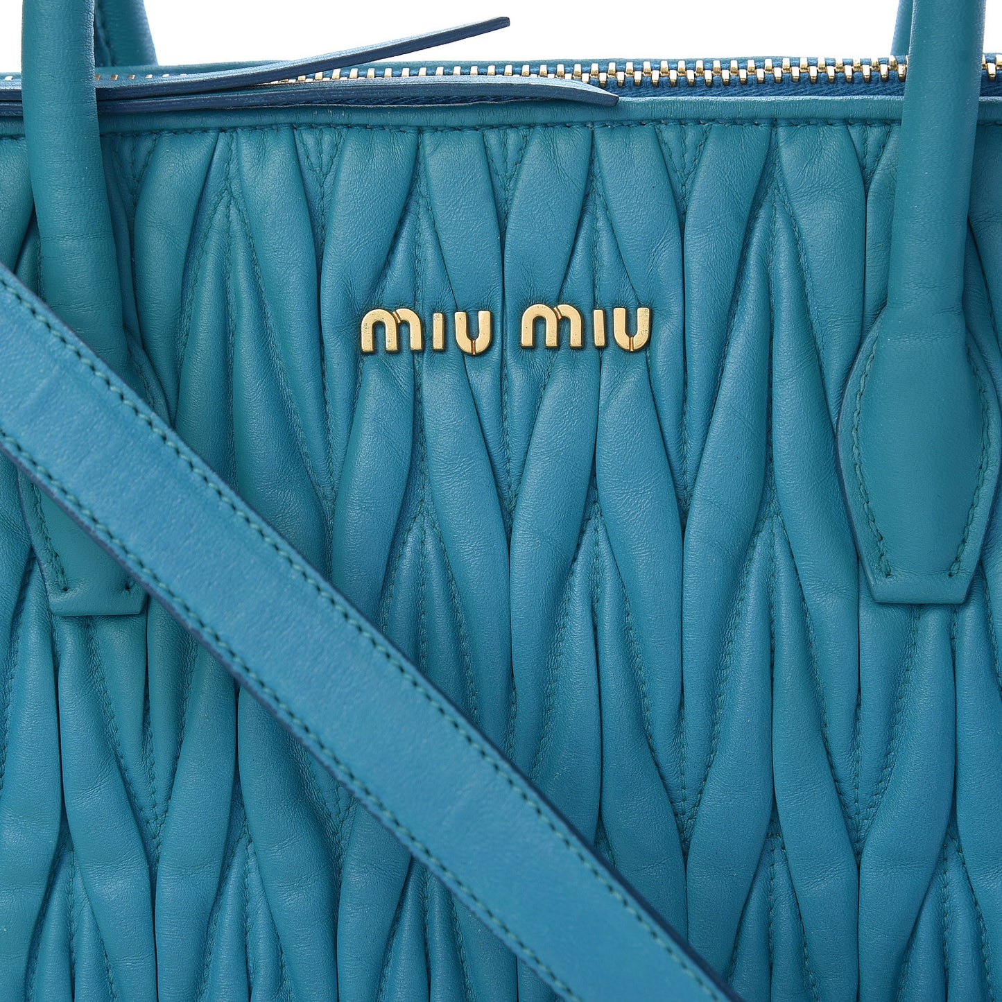 Nappa Matelasse Zip Tote Turchese