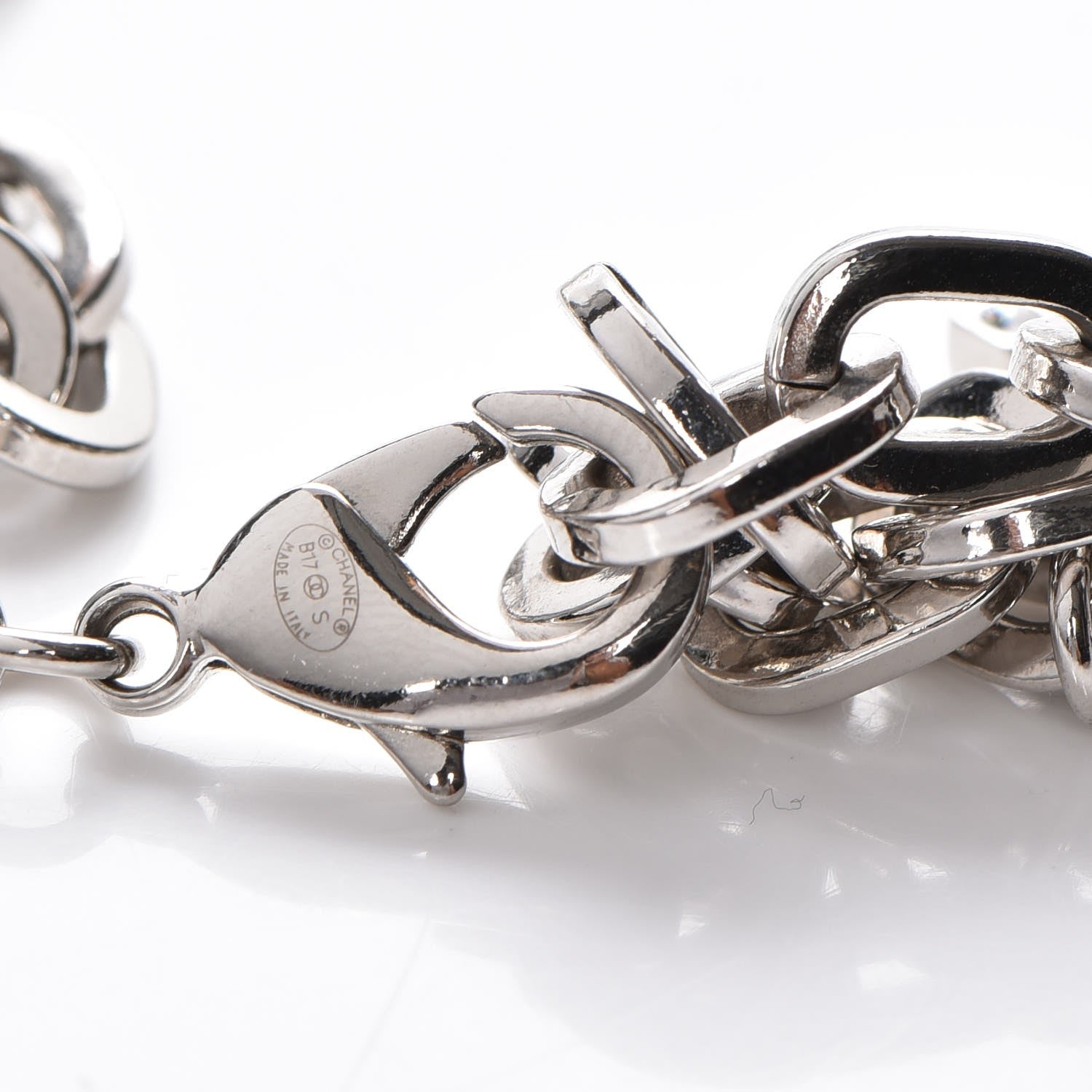 Chanel Crystal Strass Cross CC Necklace Silver 4 of 5