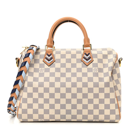 Louis Vuitton Damier Azur Braided Speedy Bandouliere 30 Blue 1 of 9