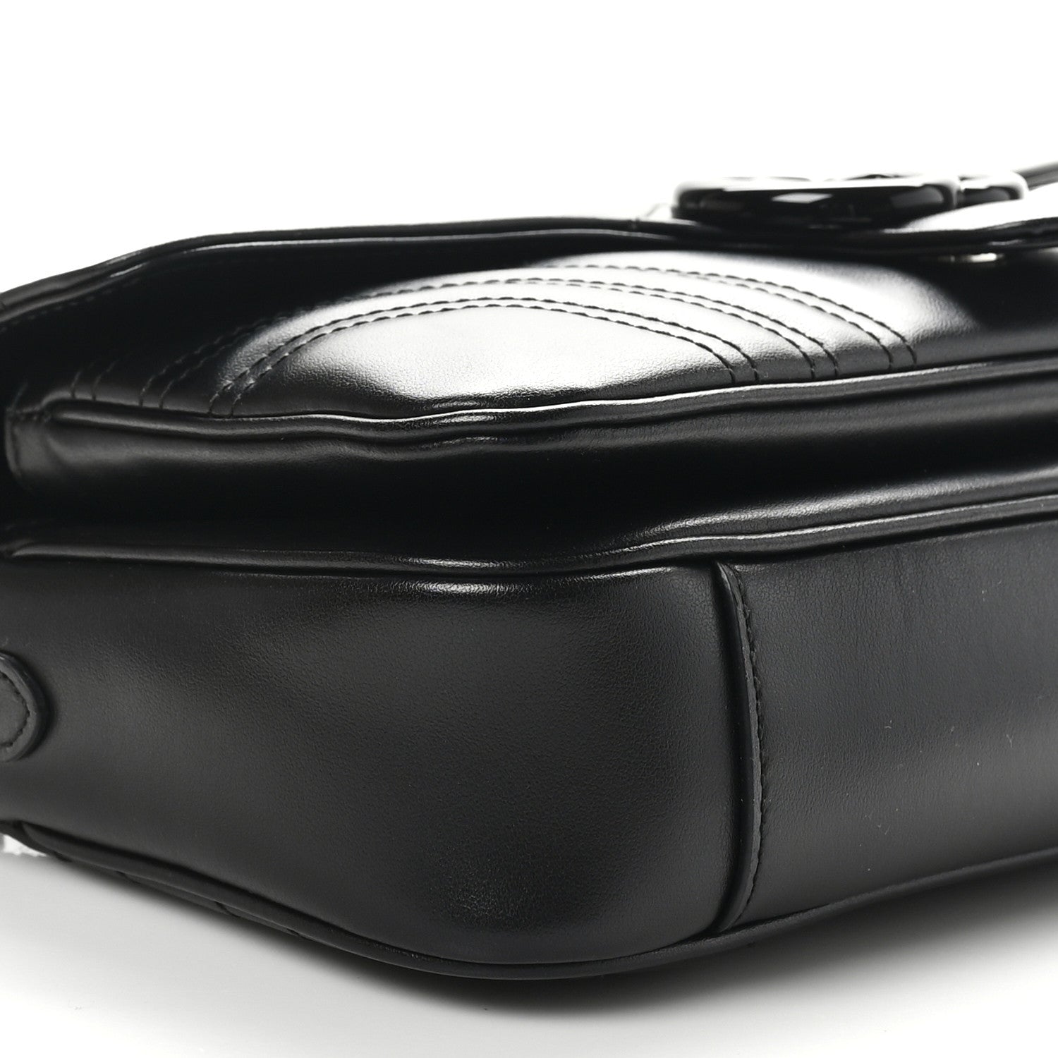 Gucci Calfskin Matelasse Monochrome GG Marmont Crossbody Shoulder Bag Black 9 of 10