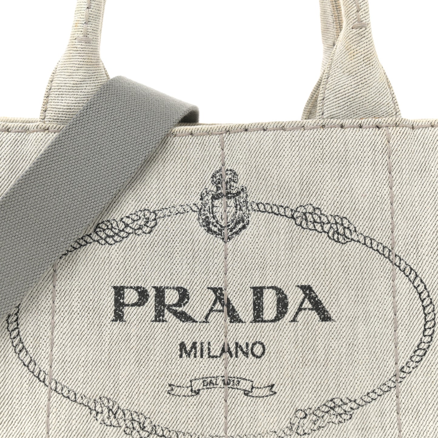 Denim Small Logo Tote Bianco
