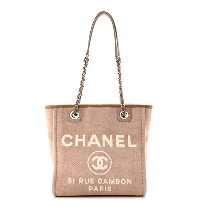 Chanel Mixed Fibers Calfskin Mini Deauville Tote Beige 1 of 10