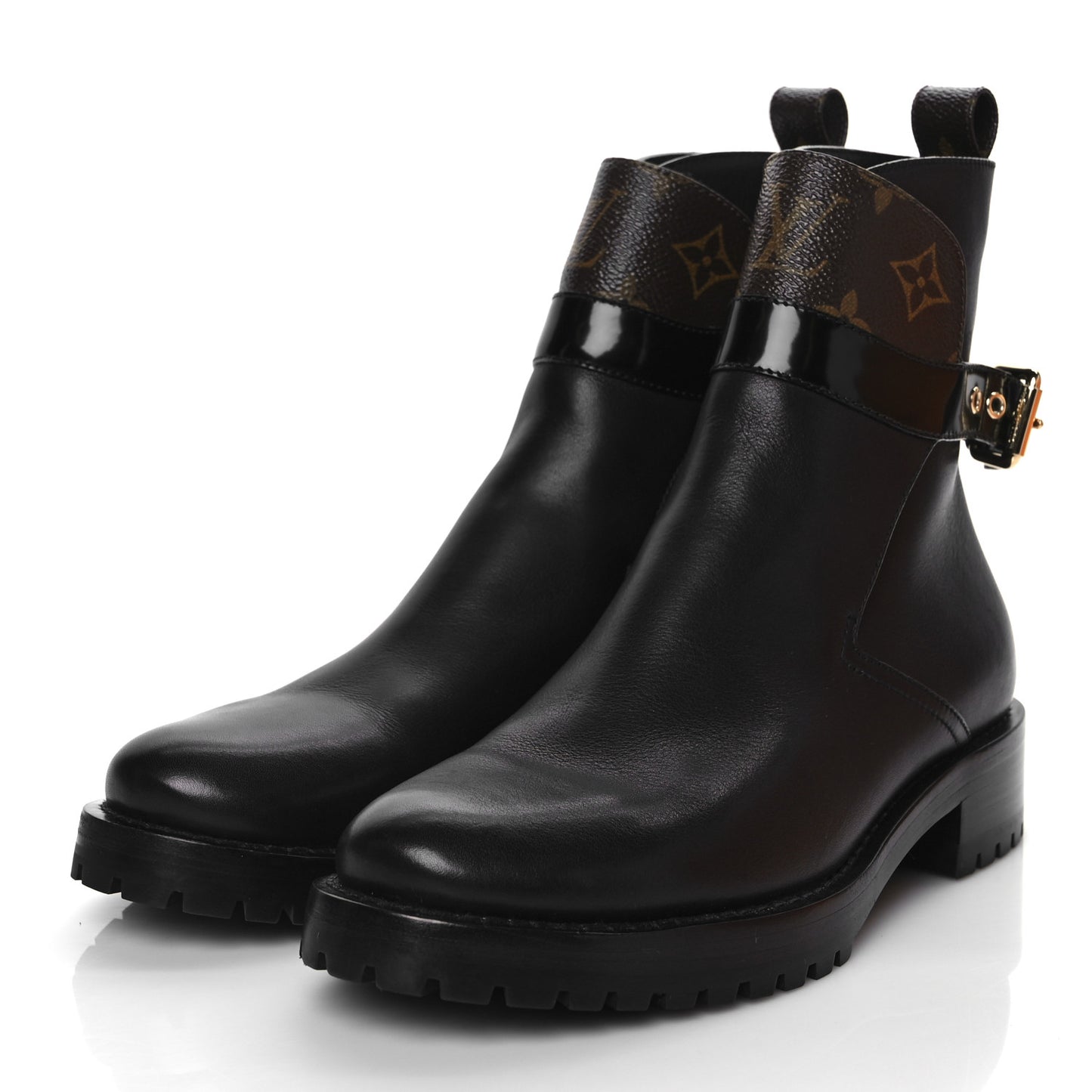 Calfskin Monogram Discovery Flat Ankle Boots 36.5 Black