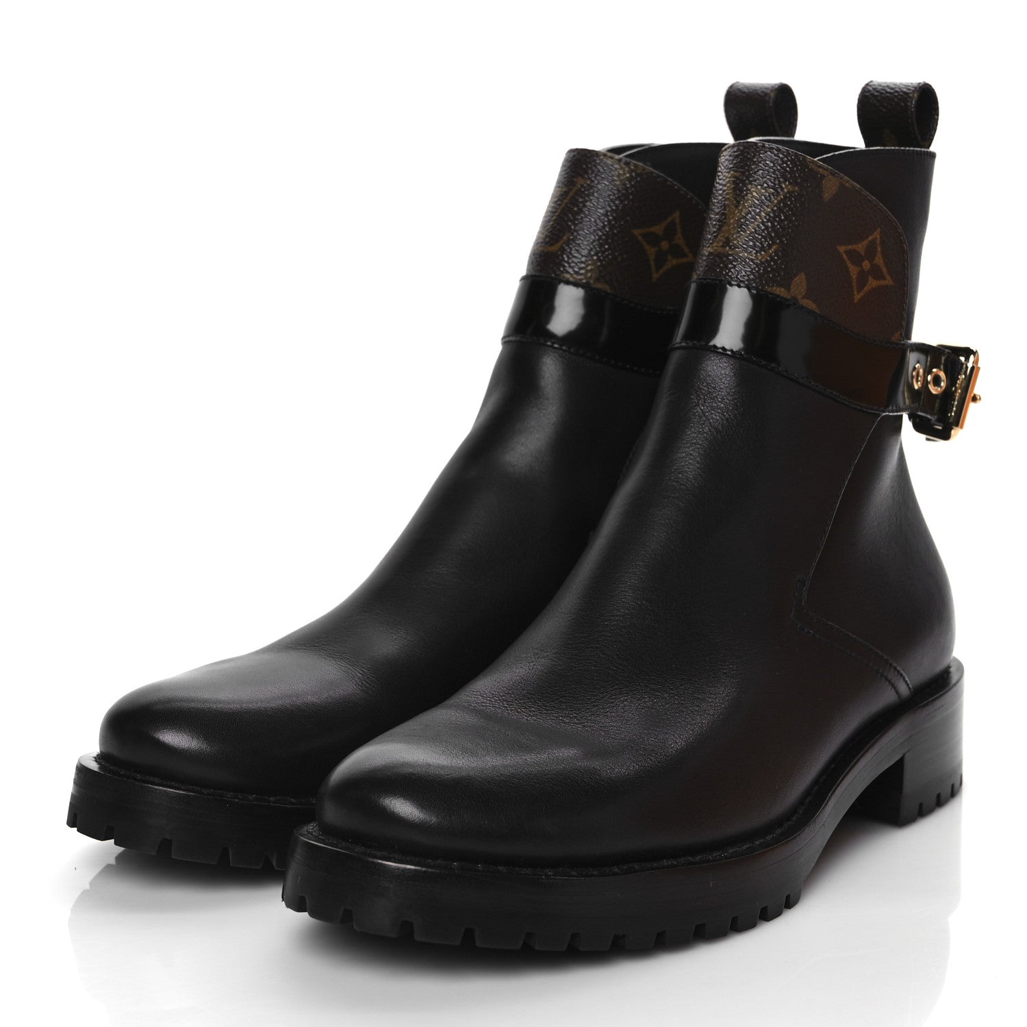 Louis Vuitton Calfskin Monogram Discovery Flat Ankle Boots 36.5 Black 3 of 9