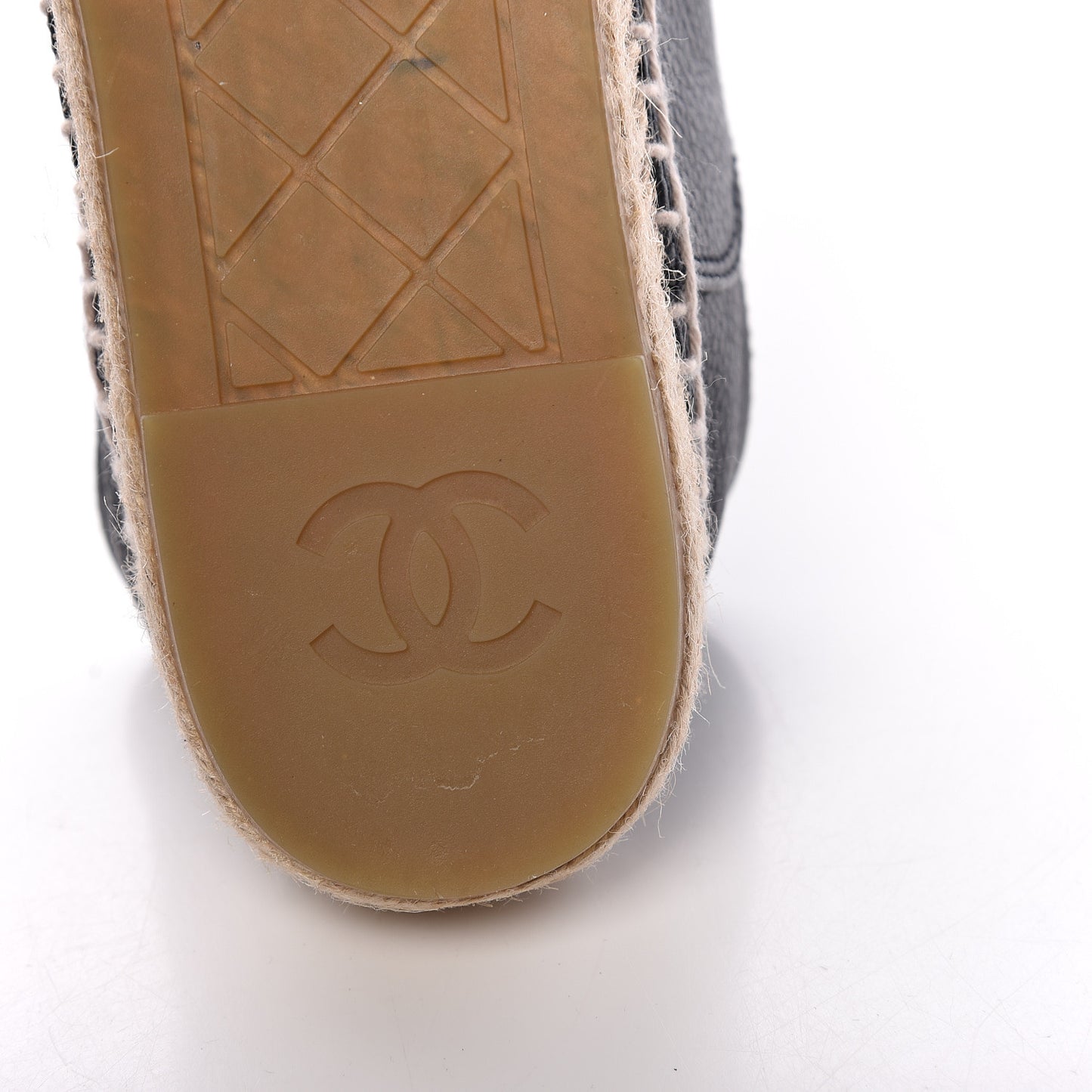 Grained Calfskin CC Espadrilles 37 Navy Black