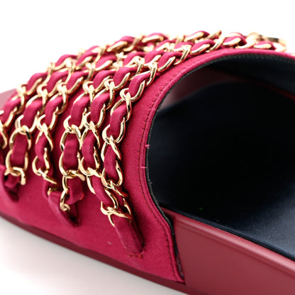 Chanel Satin Chain Flat Sandals 39 Dark Fuchsia 9 of 10
