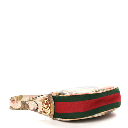 Gucci GG Supreme Monogram Water Flora Web Mini Ophidia Half Moon Hobo Beige White Multicolor 4 of 9