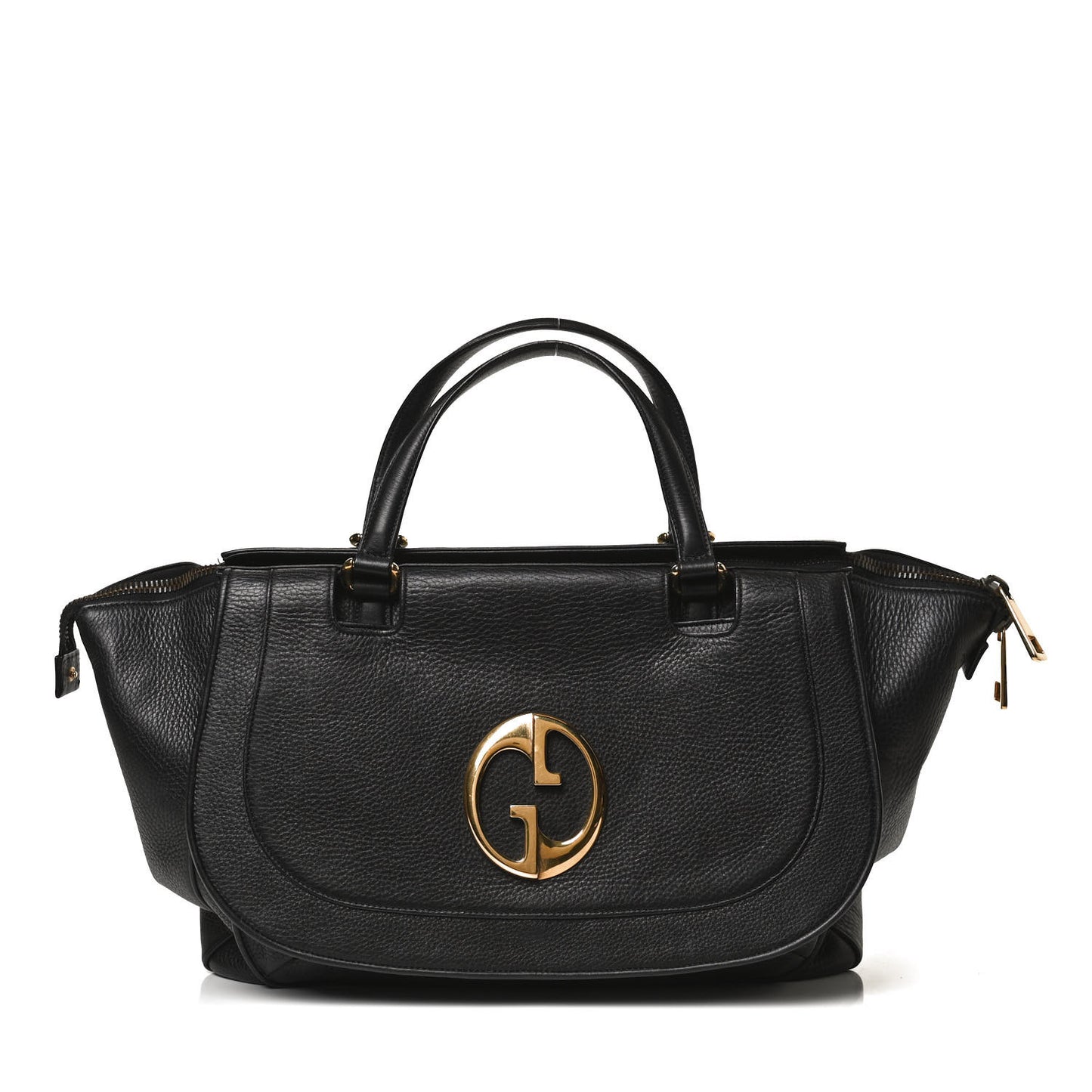 Pebbled Calfskin Medium 1973 Top Handle Satchel Black