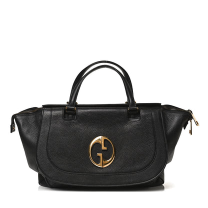 Gucci Pebbled Calfskin Medium 1973 Top Handle Satchel Black 2 of 14