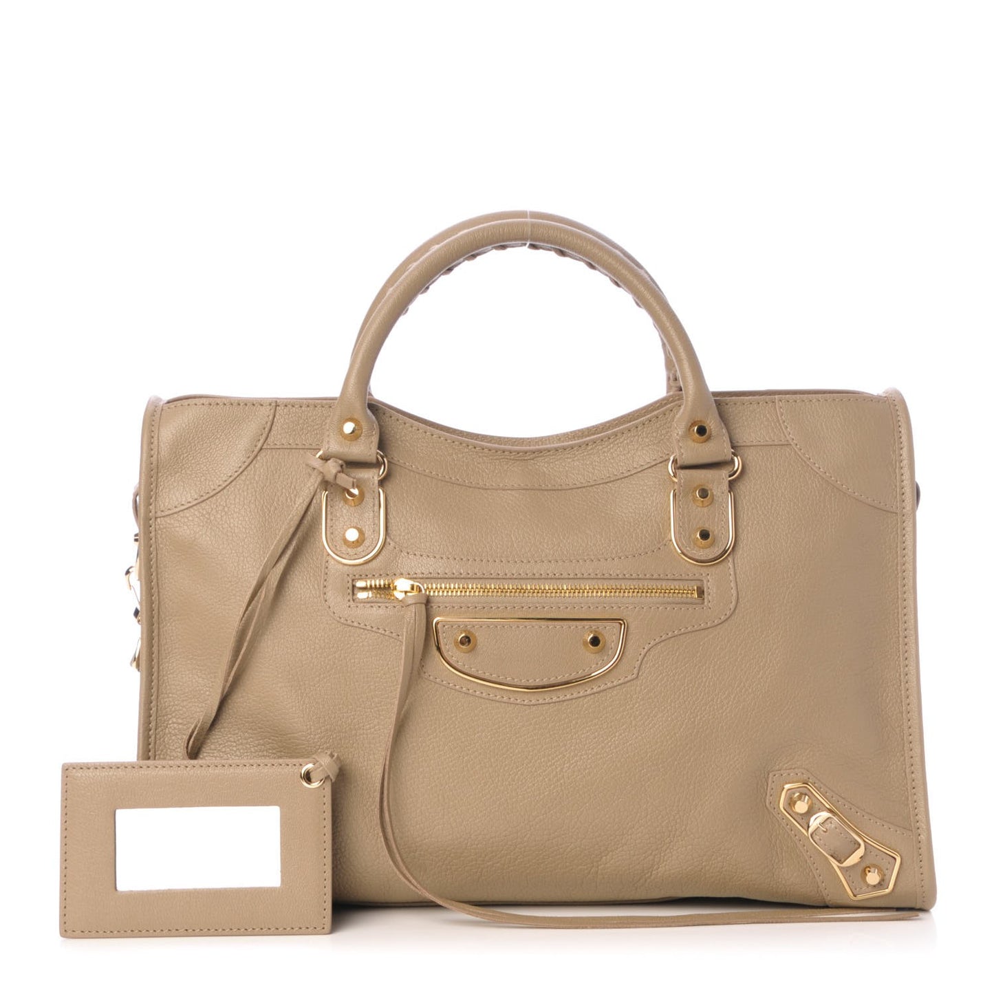 Chevre Gold Metallic Edge Hardware City Beige Latte