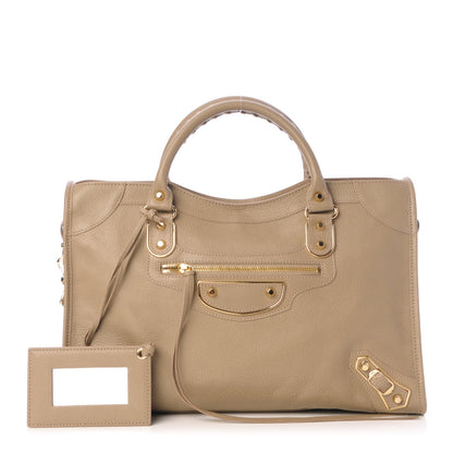 Balenciaga Chevre Gold Metallic Edge Hardware City Beige Latte 1 of 7