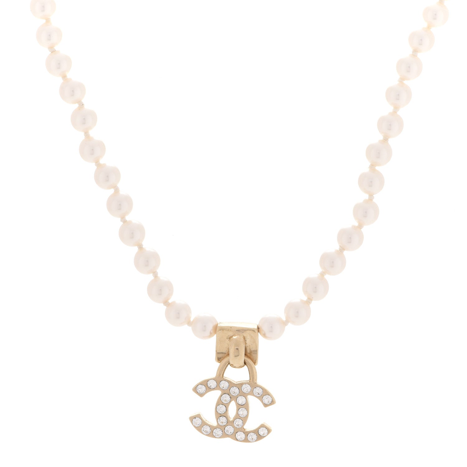 Chanel Pearl Crystal CC Choker Necklace Gold 1 of 5